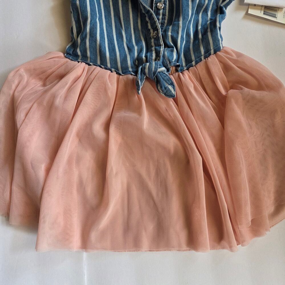 Guess Short Sleeve Denim Tulle Dress Size 4T - Picture 6 of 10